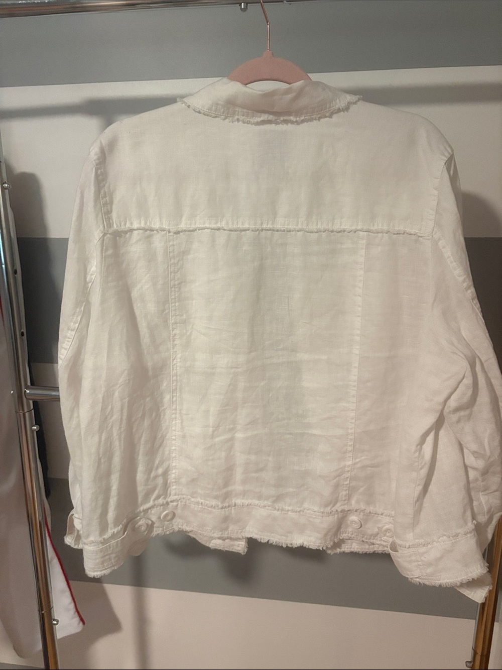 Tommy Bahama White Raw-Edge Linen-Blend Jean Jacket - Picture 3 of 4